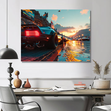 High Speed Sportscar Monaco Street Race - Car Exotic Canvas Wall Art